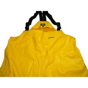 Cabela's 2XL Double-Bib Waterproof PVC Fishing Bib Overalls Yellow Outdoor Rain